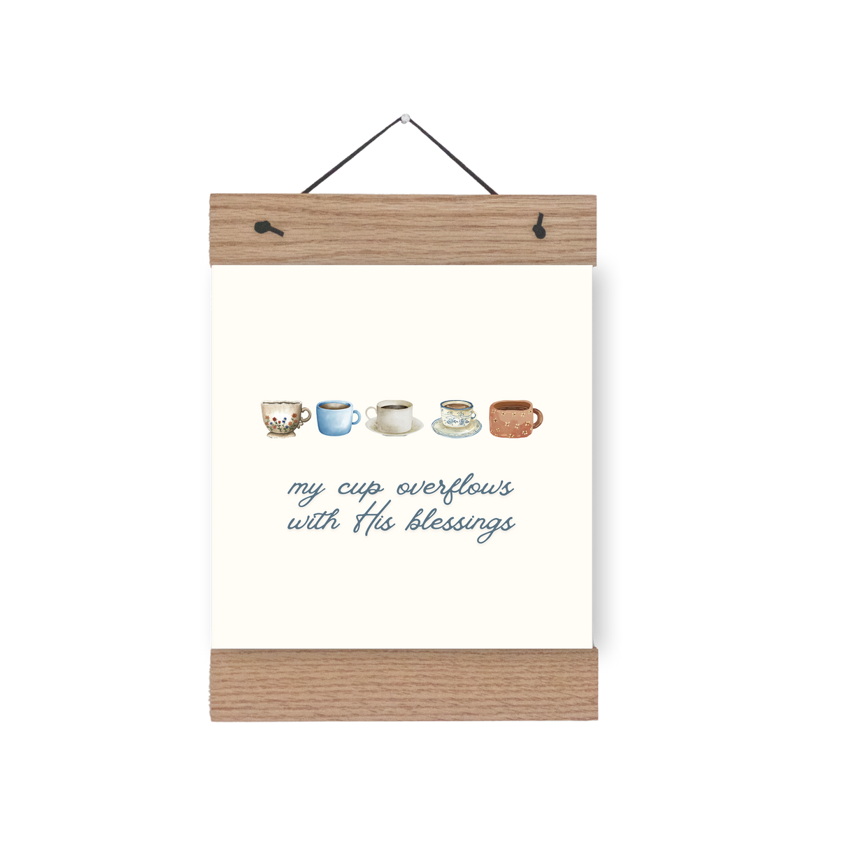 Overflowing print with wooden hanger