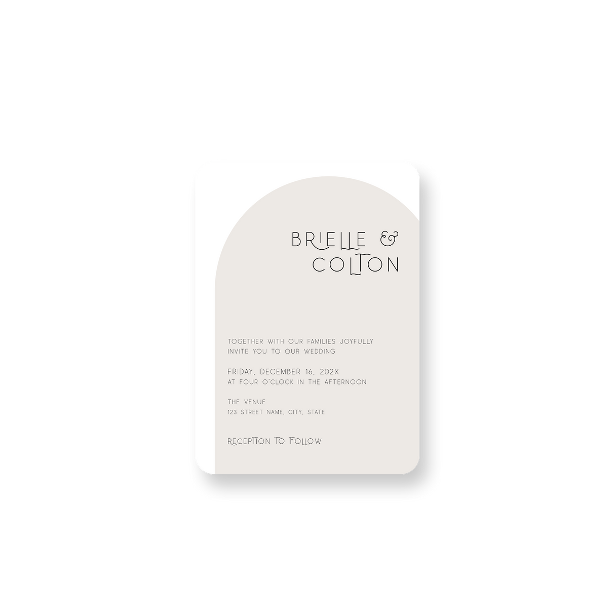 tan arch invitation rounded