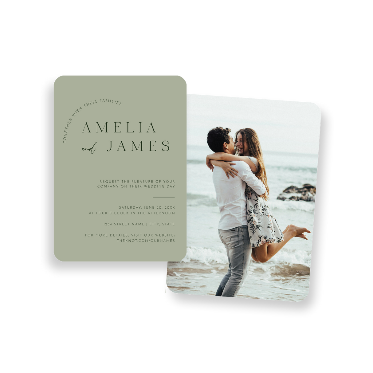 two toned green invitation rounded
