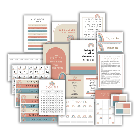 Boho Rainbow classroom set