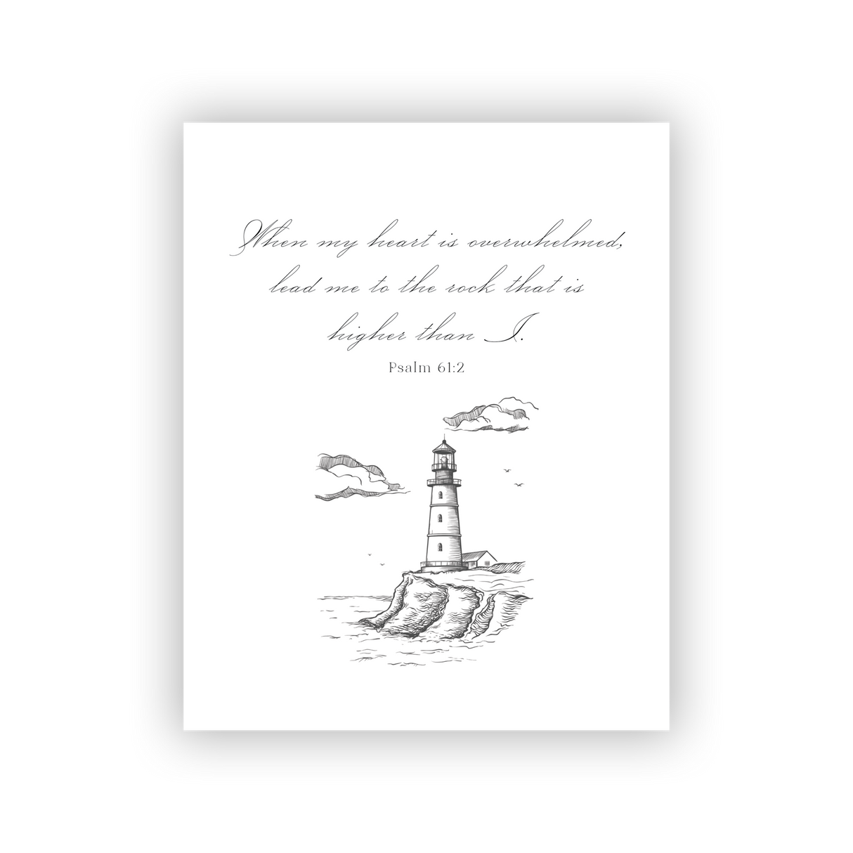 Lead Me To The Rock 8x10 art print, Psalm 61:2, lighthouse
