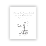 Lead Me To The Rock 8x10 art print, Psalm 61:2, lighthouse