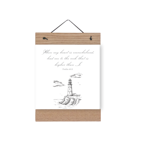 Lead Me To The Rock print shown with 8 inch regular wooden magnetic hanger