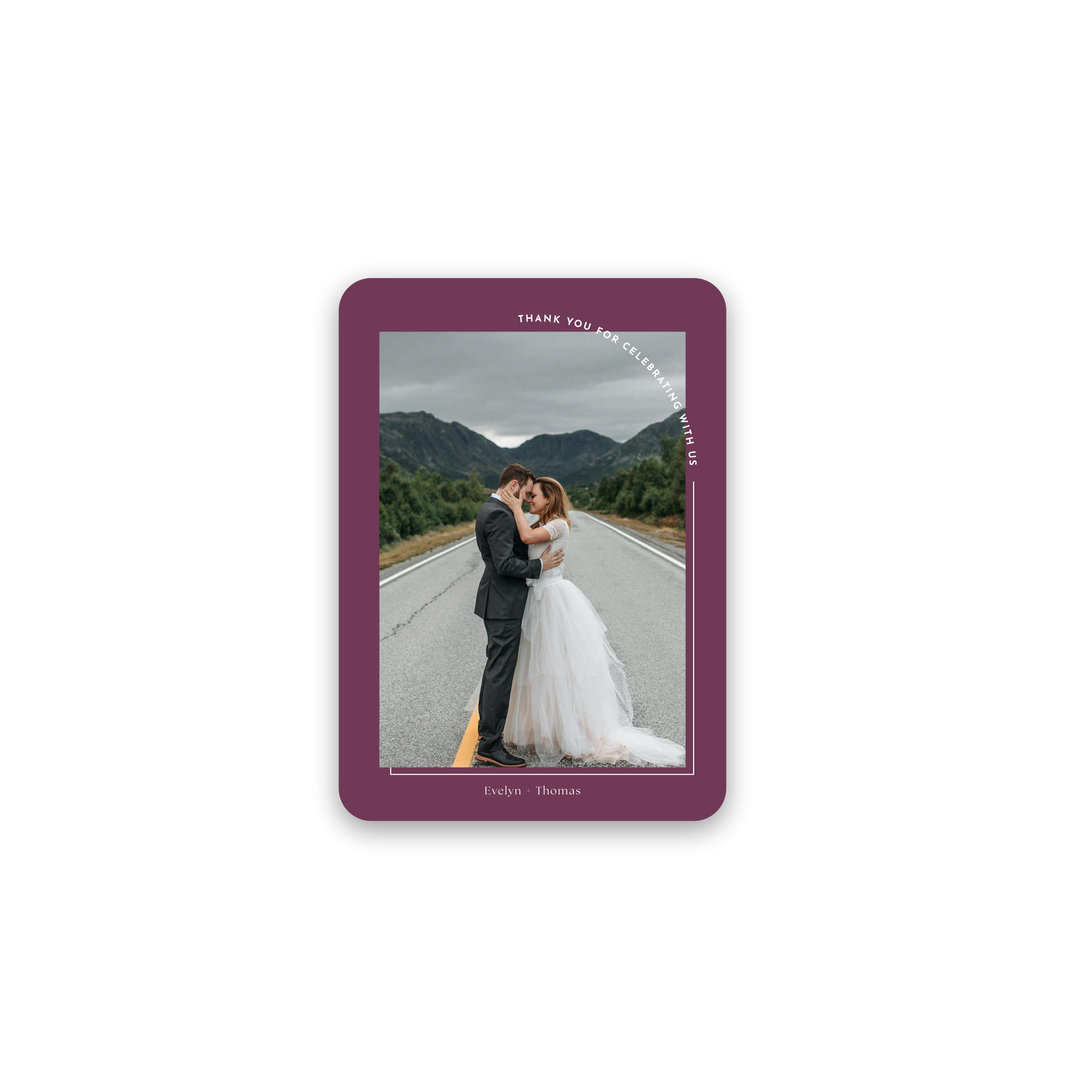 Arched Corner Mauve Wedding Thank You Card rounded