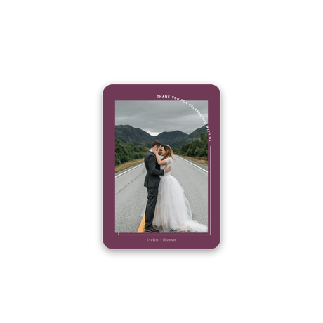 Arched Corner Mauve Wedding Thank You Card rounded