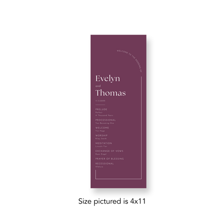 Arched Corner Mauve wedding program