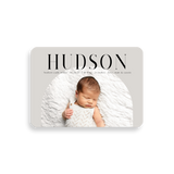 Arched Gray birth announcement rounded corners