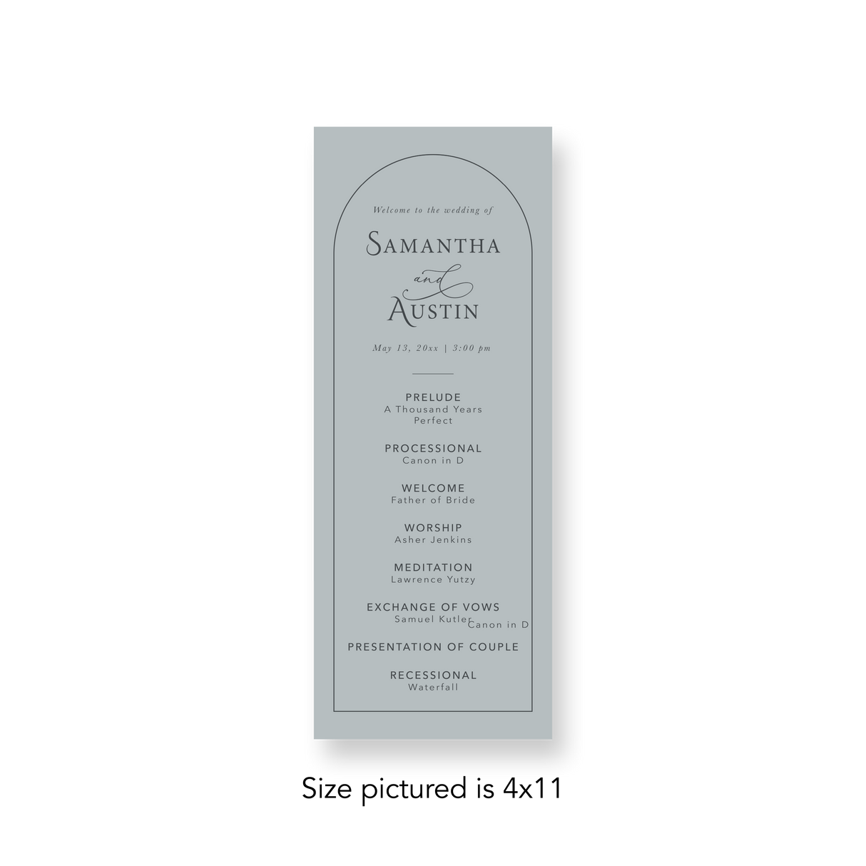 Arched Sage wedding program