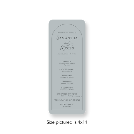 Arched Sage wedding program rounded corners