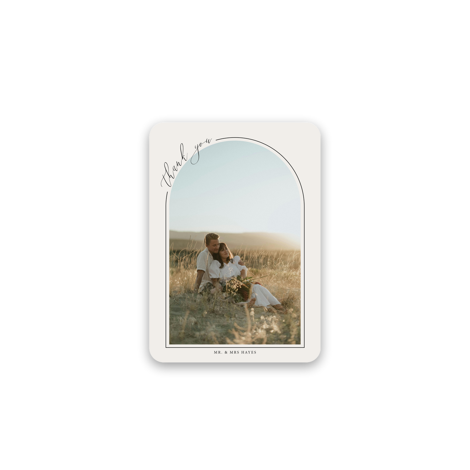 Arched Wildflower Wedding Thank You Card rounded