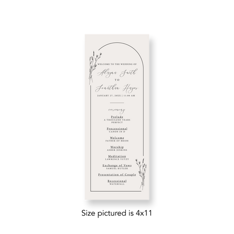 Arched Wildflower wedding program