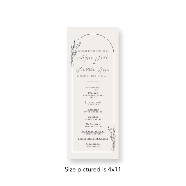 Arched Wildflower wedding program