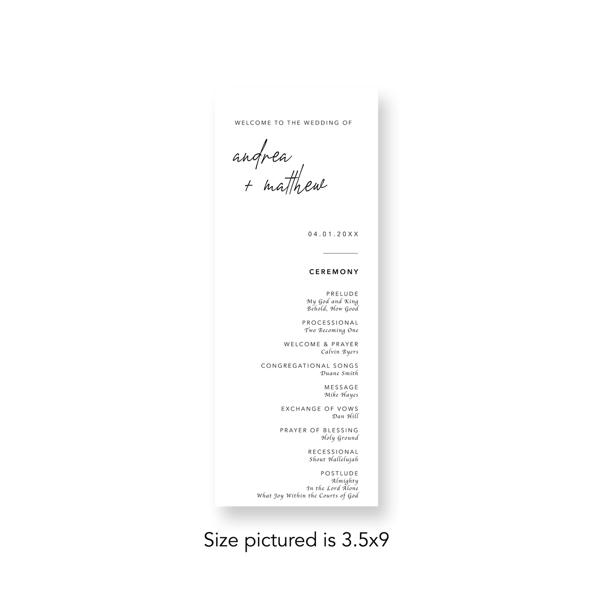 Basic Minimalist wedding program