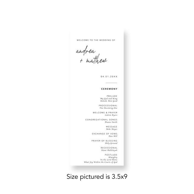 Basic Minimalist wedding program