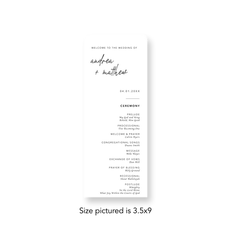 Basic Minimalist wedding program rounded corners