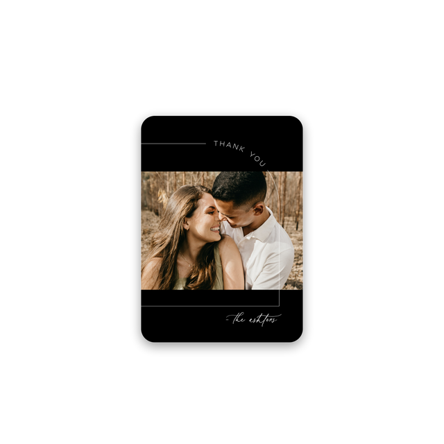 Black Rounded Corner Wedding Thank You Card
