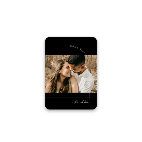 Black Rounded Corner Wedding Thank You Card rounded