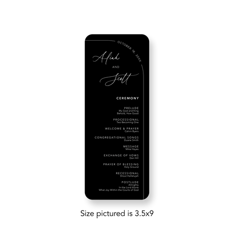 Black Rounded Corner wedding program rounded corners