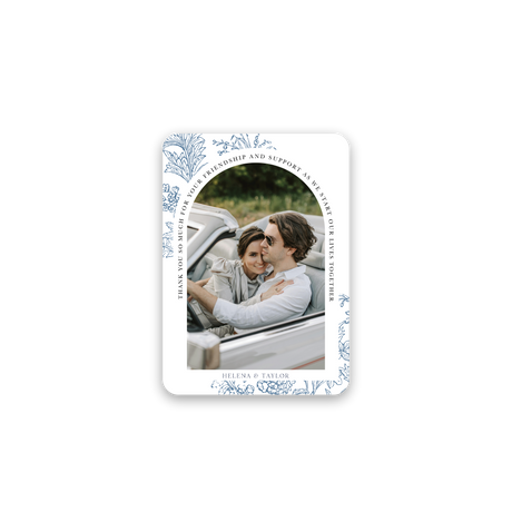 Blue Floral Wedding Thank You Card rounded