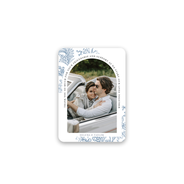 Blue Floral Wedding Thank You Card