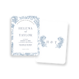 Blue Floral invitation rounded