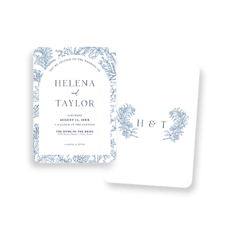 Blue Floral invitation rounded