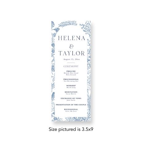 Blue Floral wedding program