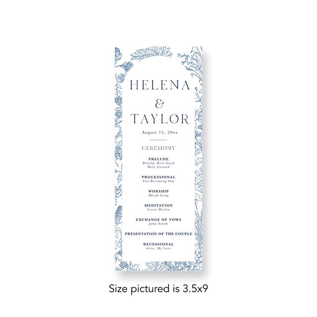 Blue Floral wedding program