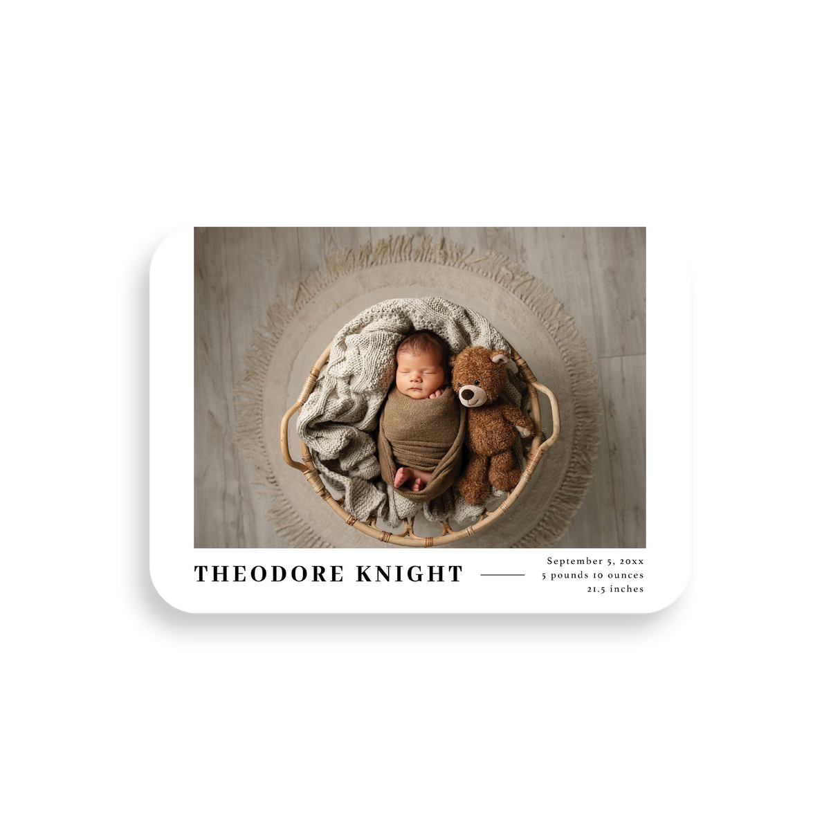 Bold Photo birth announcement rounded corners