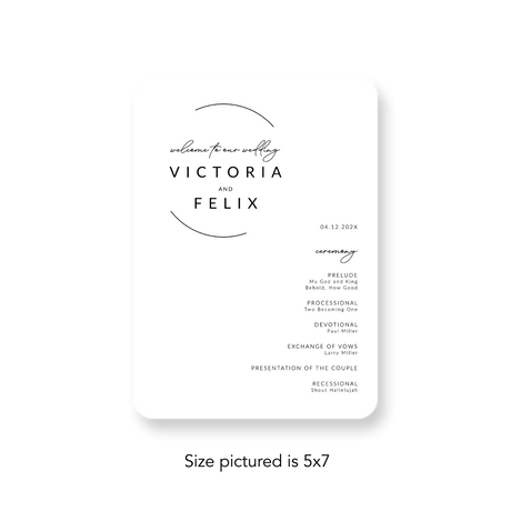 Circle Sketch wedding program rounded corners