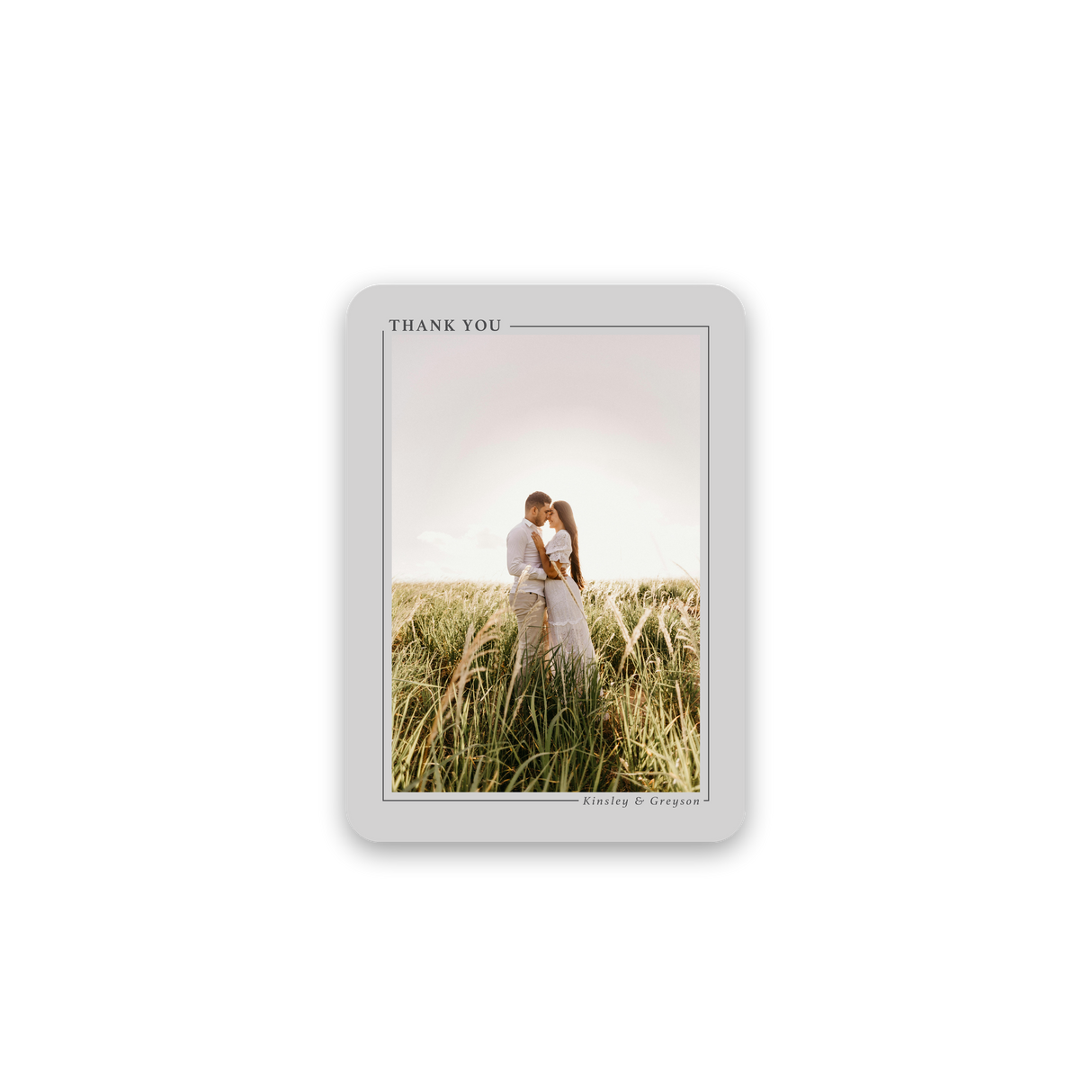 Classic Grey Wedding Thank You Card rounded