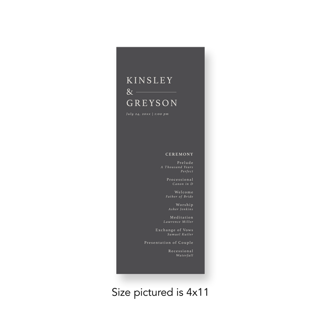 Classic Grey wedding program