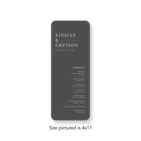Classic Grey wedding program rounded corners