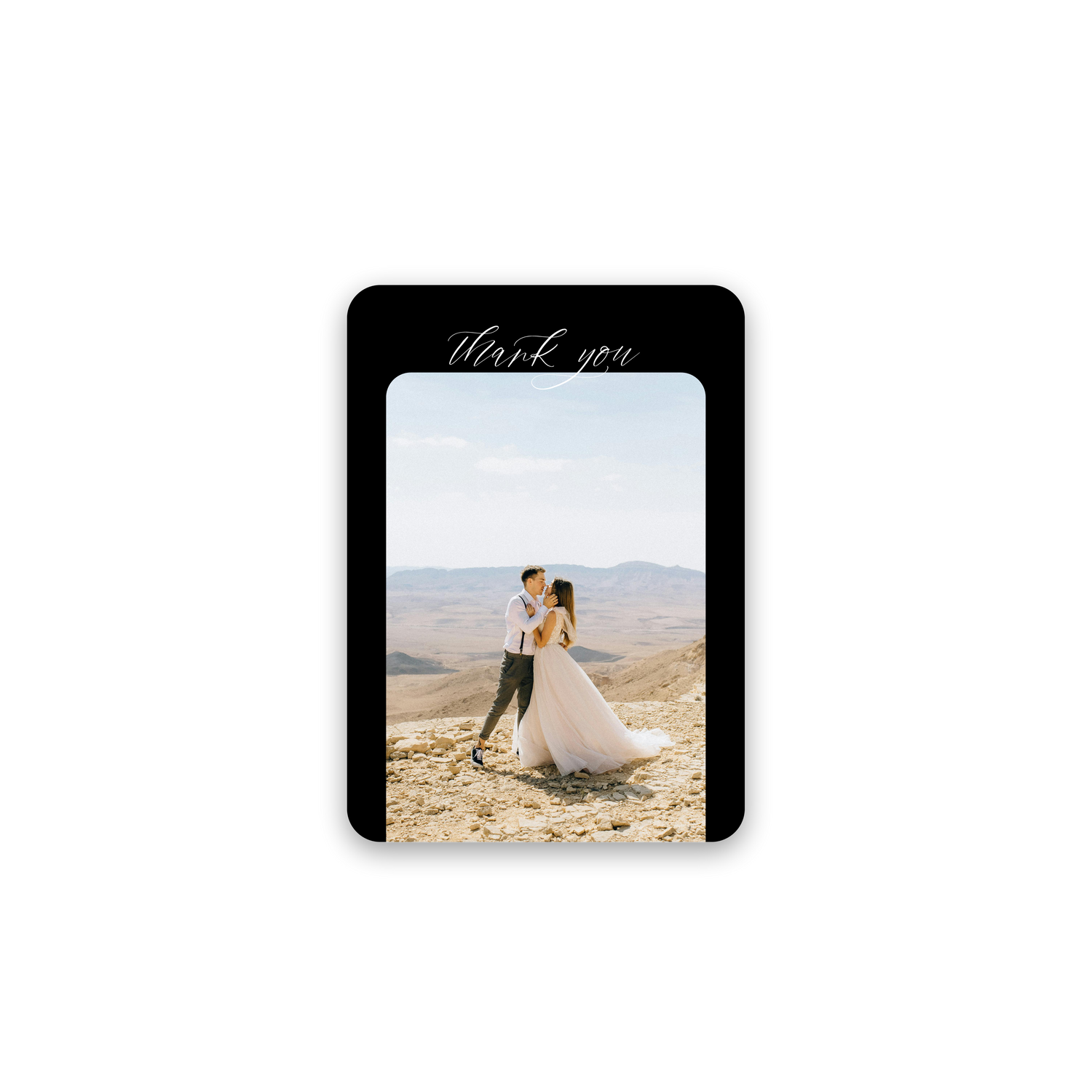 Classy Black Floral Wedding Thank You Card