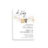 Clothesline baby shower invitation rounded corners
