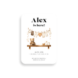 Clothesline birth announcement rounded corners