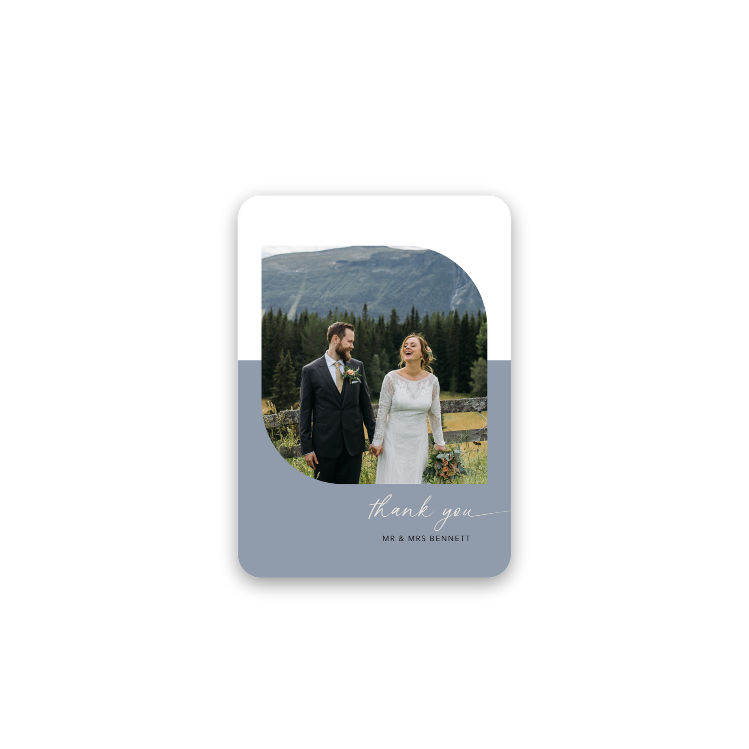 Dusty Blue Wedding Thank You Card rounded