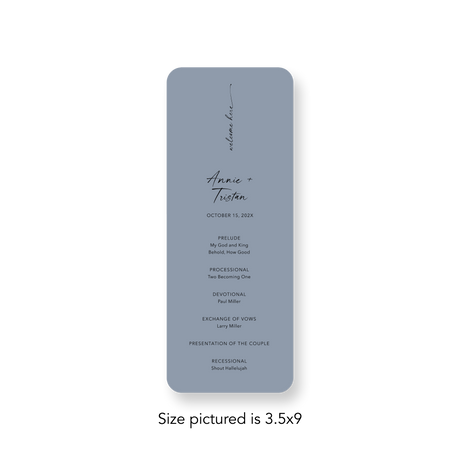 Dusty Blue wedding program rounded corners