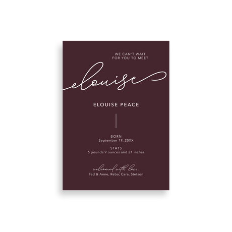Elouise birth announcement