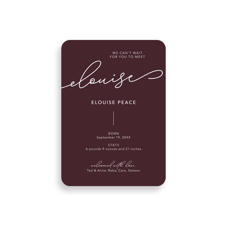 Elouise birth announcement rounded corners