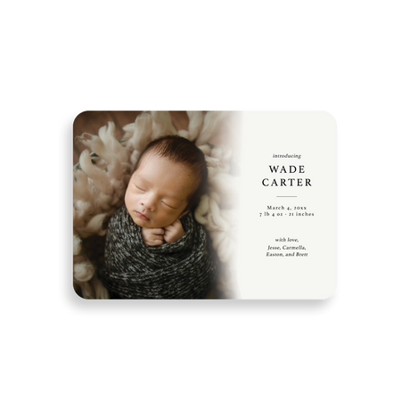 Faded Ivory birth announcement rounded corners