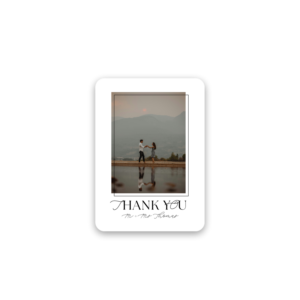 Framed White Wedding Thank You Card