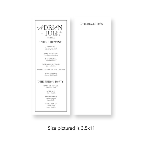 Framed White wedding program