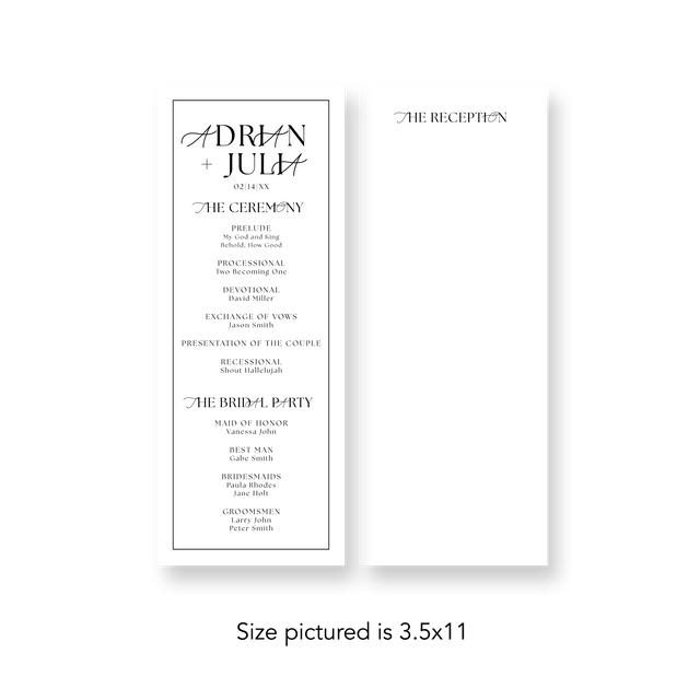 Framed White wedding program