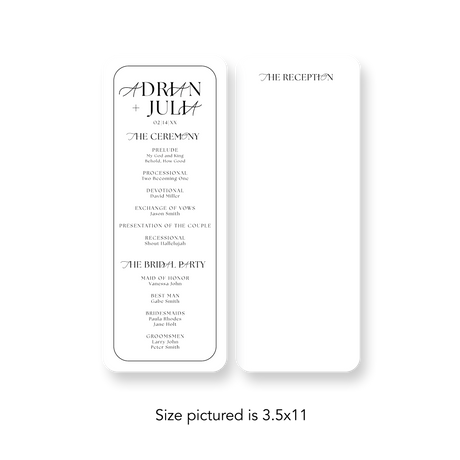 Framed White wedding program rounded corners