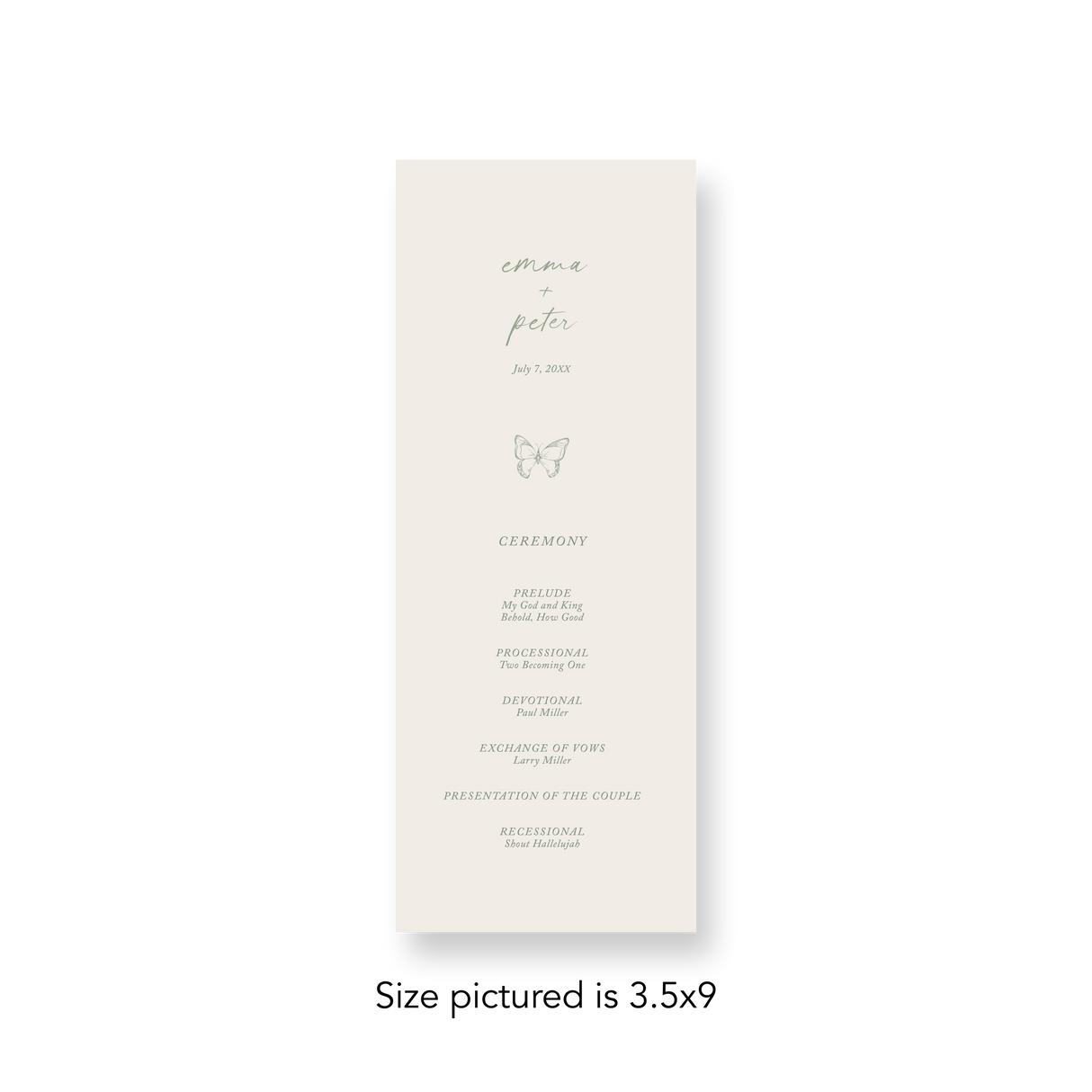 French Garden wedding program