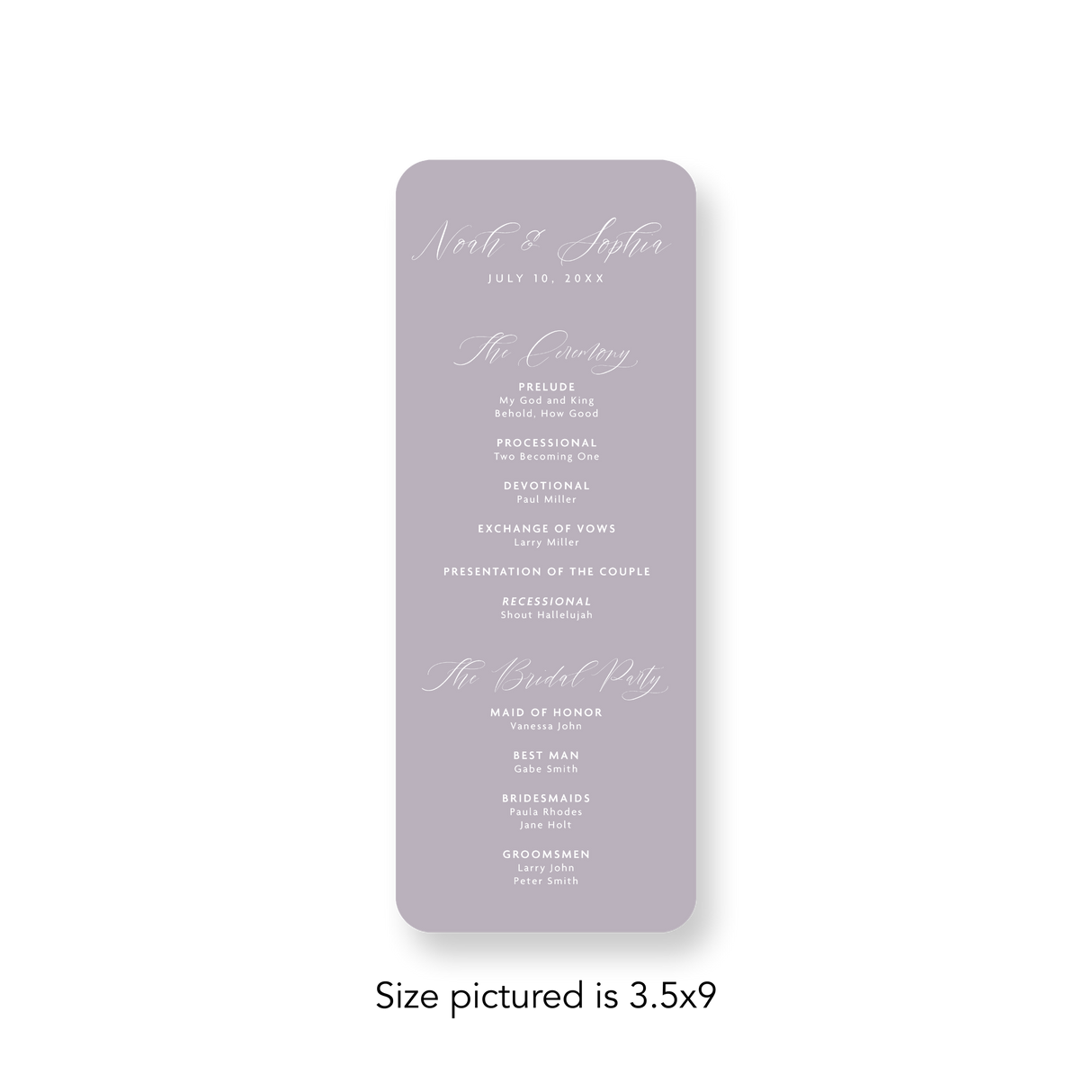 Garden Party wedding program rounded corners