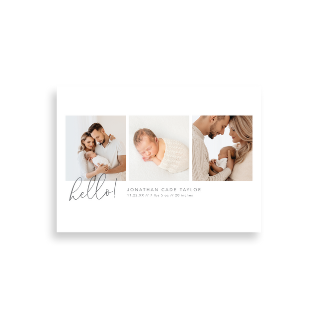 Gray Script birth announcement