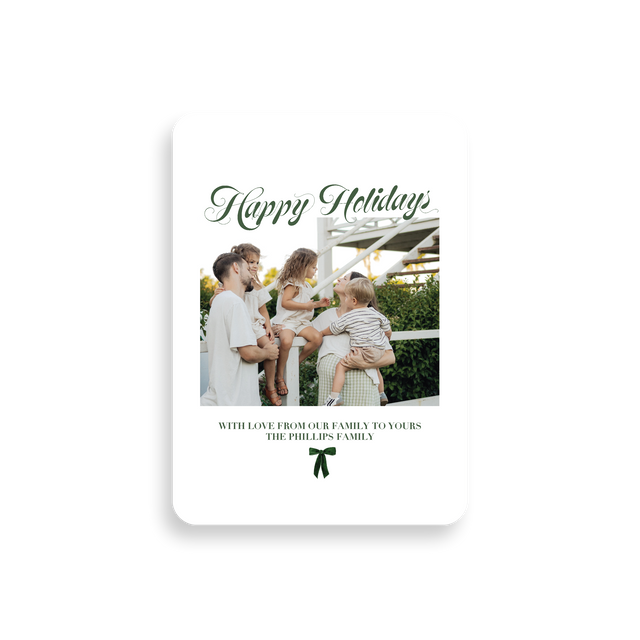 Green Bow Christmas Card