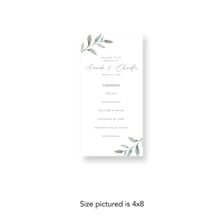 Green Sprig wedding program